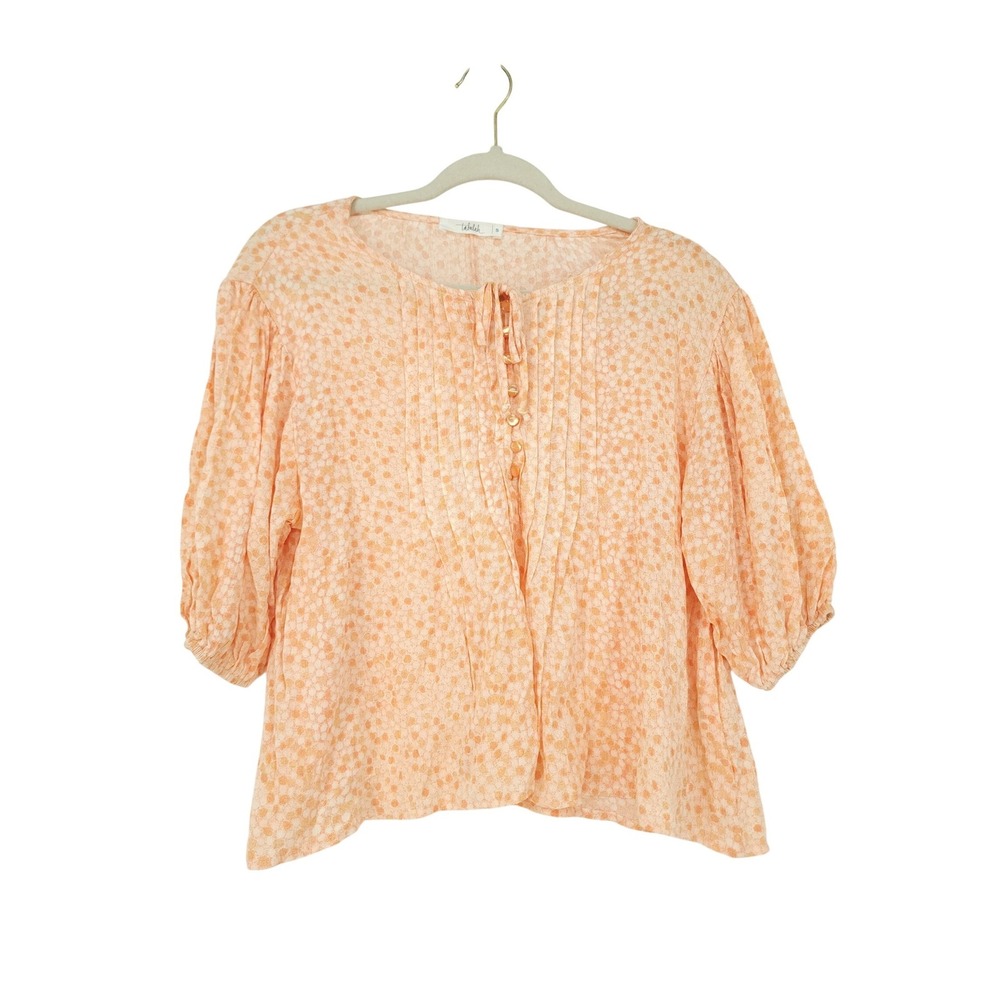 Talulah‎ Peasant Blouse Womens S Relaxed Orange Puff Sleeve Cottagecore Boho Top